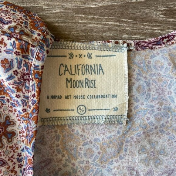 California Moonrise Floral Print Breezy Flowy Western Boho Dress - Picture 8 of 14